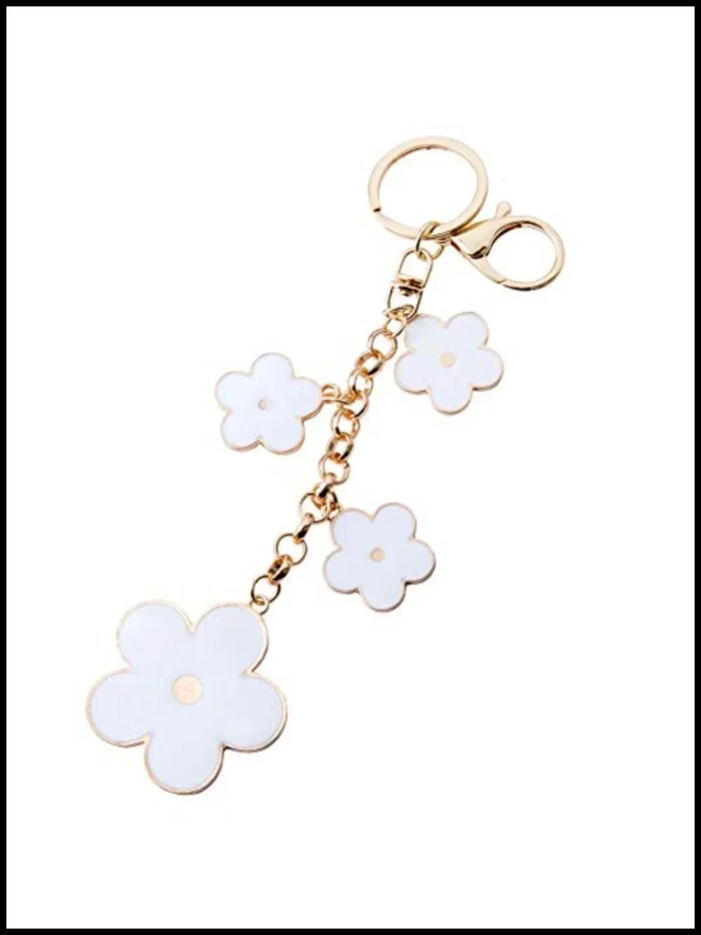 Flower Purse Charm Gold Plated Alloy Keychain Handbag Accessory Gift for Women